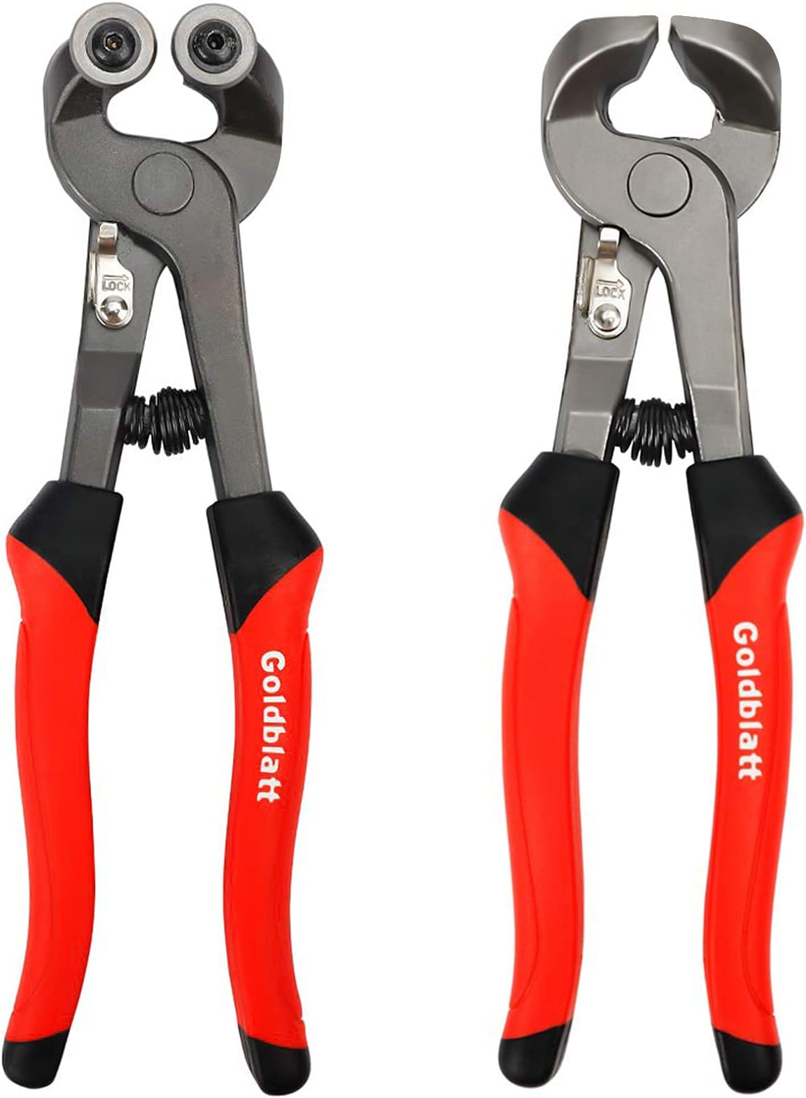 Goldblatt 2 Piece Glass Tile Nippers Set - Heavy Duty Wheeled Glass Mosaic Nipper & Hd Ceramic Tile Nipper, Tile Cutter Pliers Soft-grip Handle - Shapping Plier, Nipper Cutting Tools, Stone, Metal