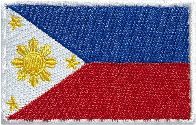 Philippine Flag Embroidery Patches Hook & Loop, 2pack Military Patch for Jackets, Backpacks, Hats, and Uniforms 2/unit pack of size 8 x 4.5cm