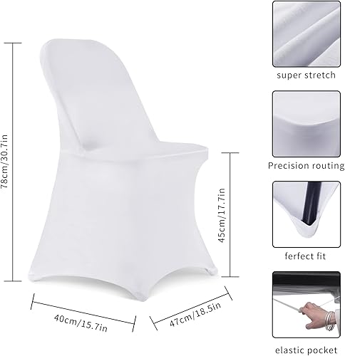 Vista 97 de HAINARverS Fundas para sillas plegables de elastano elástico, 30 unidades, protector universal para sillas para bodas, fiestas, banquetes
