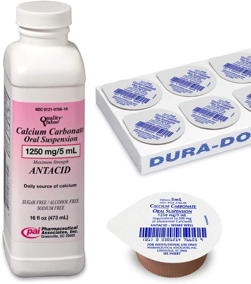 Calcium Carbonate Oral Suspension 1250mg/5 ml - 16 oz by Pharmaceutical Assoc INC