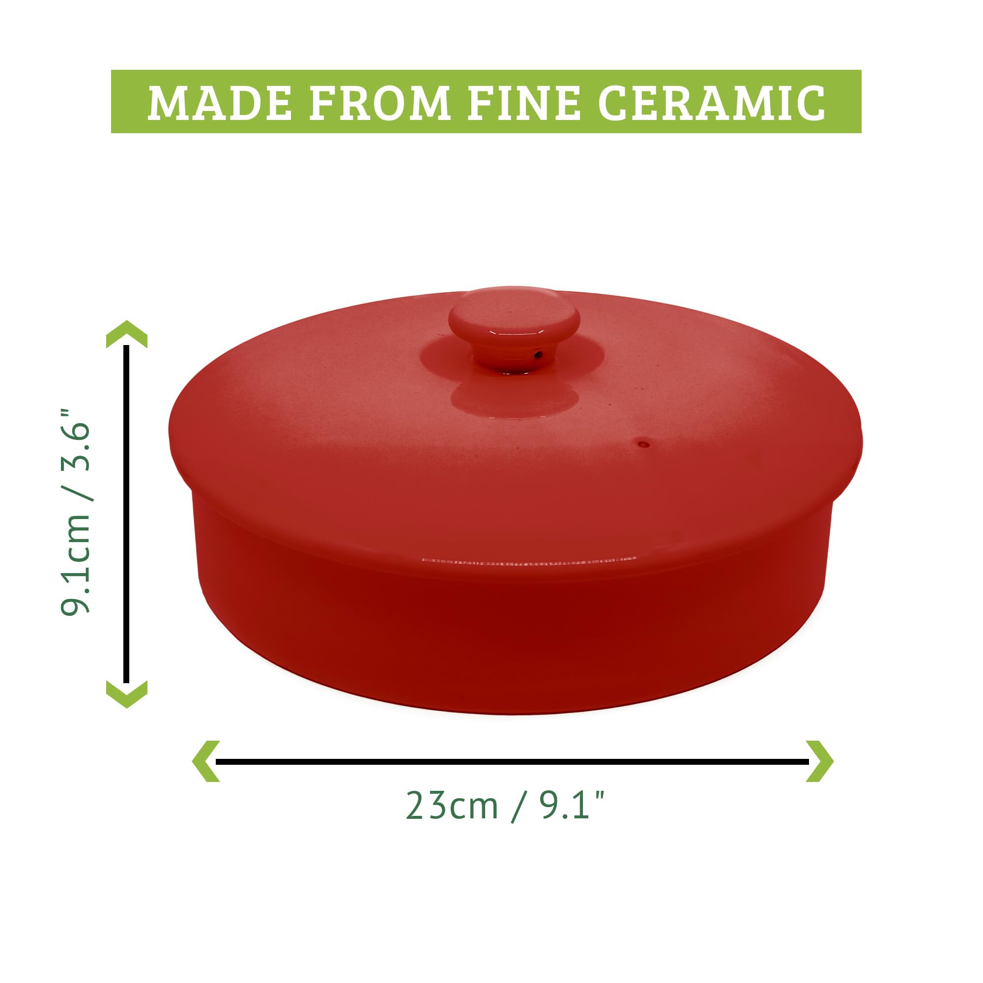 Chauffe-tortilla en Céramique 20 cm, Garde Tortilla Micro-ondable, Spéciale Boîte à Crepes & Tortillas avec Couvercle, Excellent pour Stocker et Chauffer vos Pancakes (Rouge)