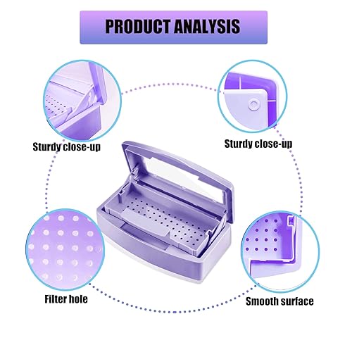 Miniatura 5 de Esterilizador para herramientas de uñas, bandeja de esterilización de plástico, caja esterilizadora limpia de plástico para pinzas de manicura,