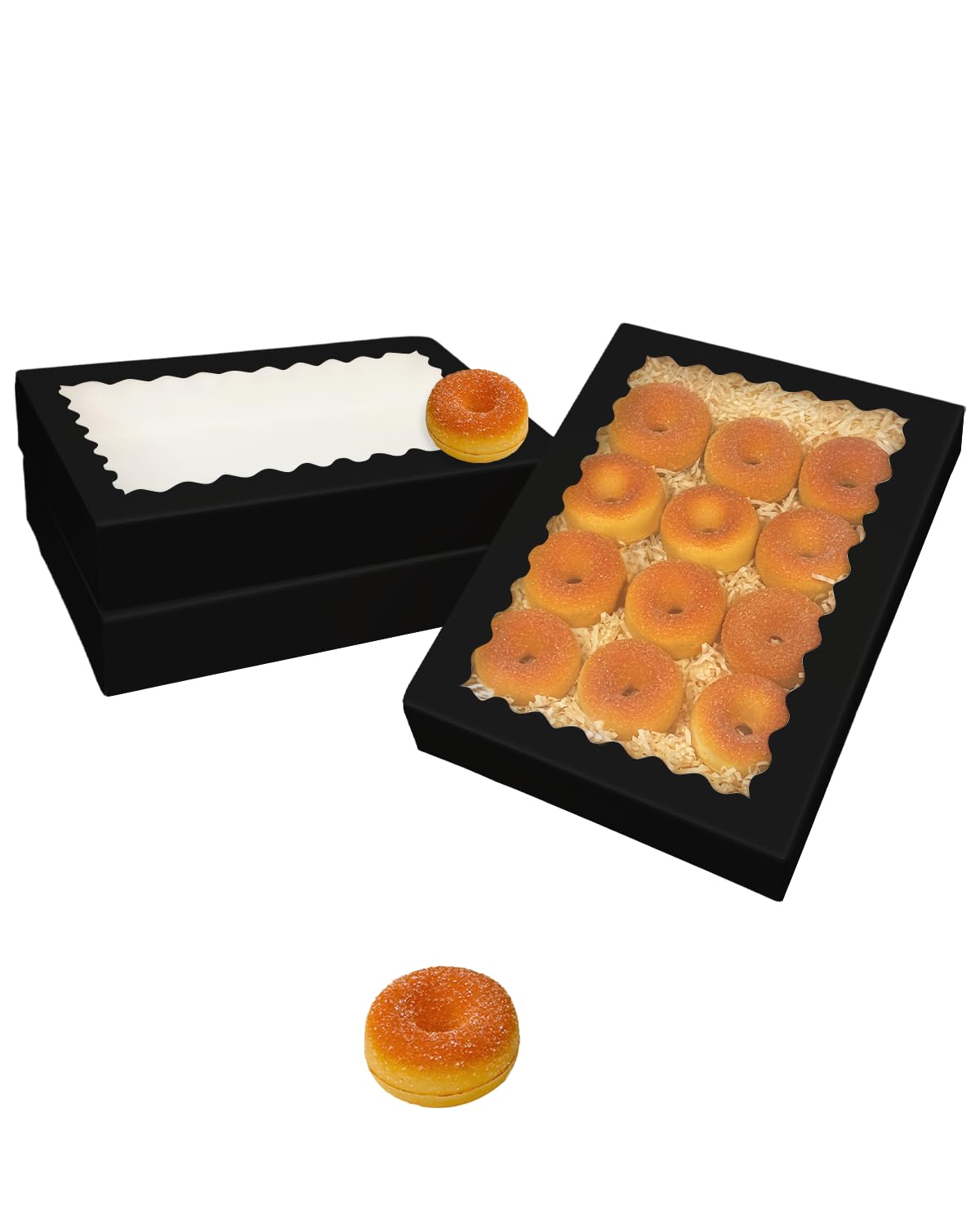 Gcardist Auto-pop Up Black 35.6x25.4x6.4cm 6Pcs Cookie Box with Window Pastry Macaron Bakery Box For Packaging (14x10x2.5 inch) - Image 3
