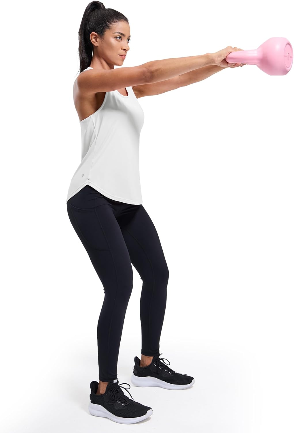 MIER Womens Workout Tank Tops Sleeveless Yoga Athletic Running Dry Fit Shirts Racerback Soft Gym Muscle Tee, Scoop Neck - Image 5