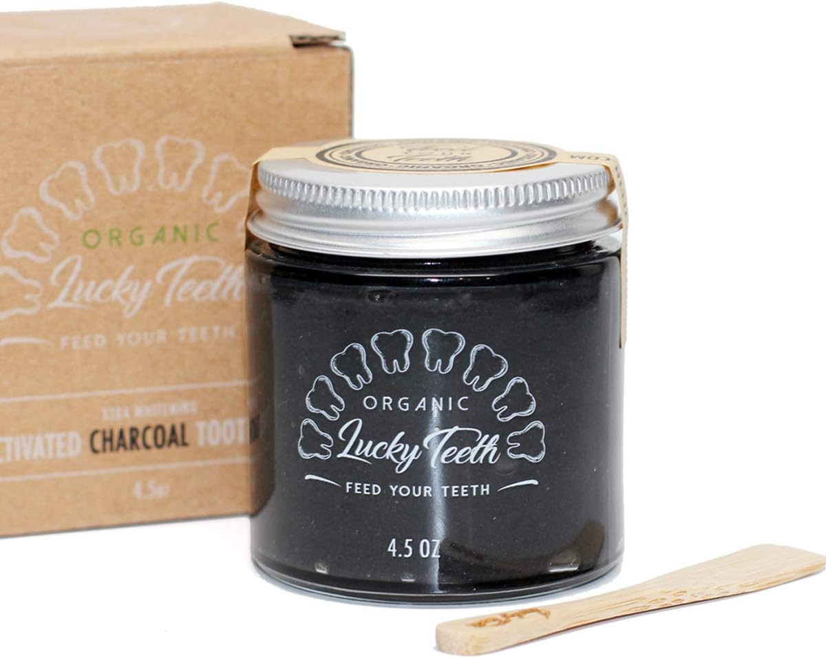 Charcoal Toothpaste Xtra Whitening Toothpaste - by Lucky Teeth - All Natural, Organic, Remineralizing and Fortifying (4.5 oz Glass 1 Pack)