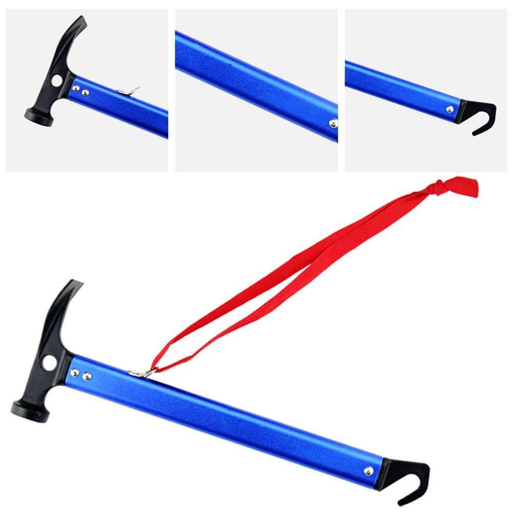 nuzamas NEU 32 cm Outdoor Camping Zelt Peg dem Spiel Hammer Mallet Abzieher Aluminium Grip blau mit Halteband