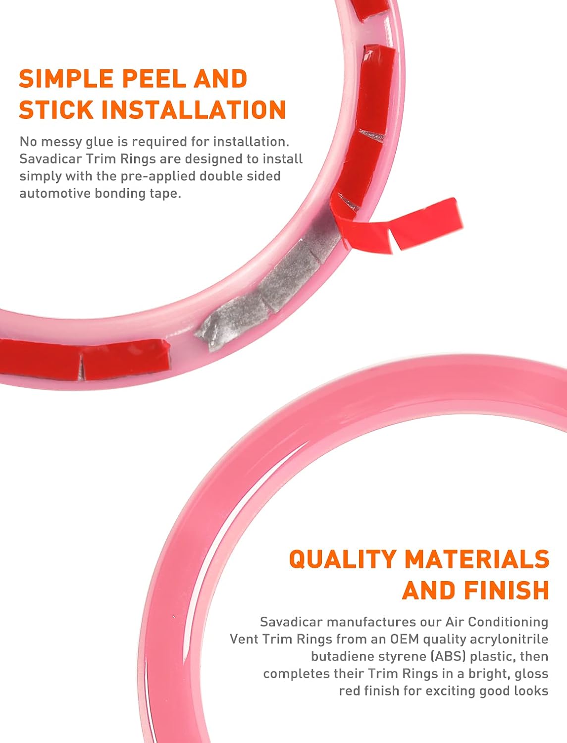 Savadicar Pink Interior Accessories - AC Air Vent Trim Ring Cover for 2018-2023 Jeep Wrangler JL JLU 4XE & Gladiator JT - Solid Color Interior Decor Upgrade Option, 4-Piece