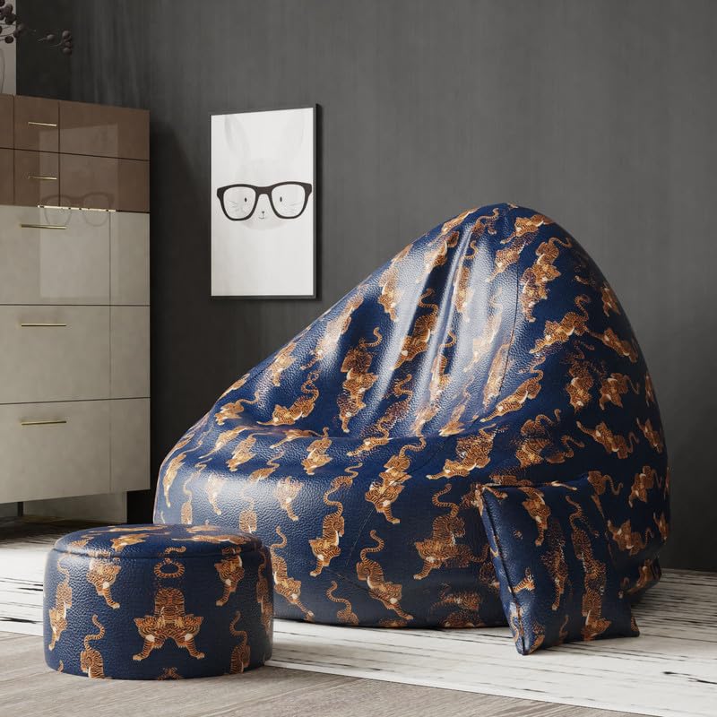 ComfyBean Faux Leather Bag with Beans Filled XXXXL Bean Bag- Full Printed Bean Bag Sofa with Cushion&Footrest-Official:Oreka Home Bean Bag-Comfort Level:Standard-(Theme:Echoes of Elegance) (B0CG3SSZBF) Amazon Price History, Amazon Price Tracker