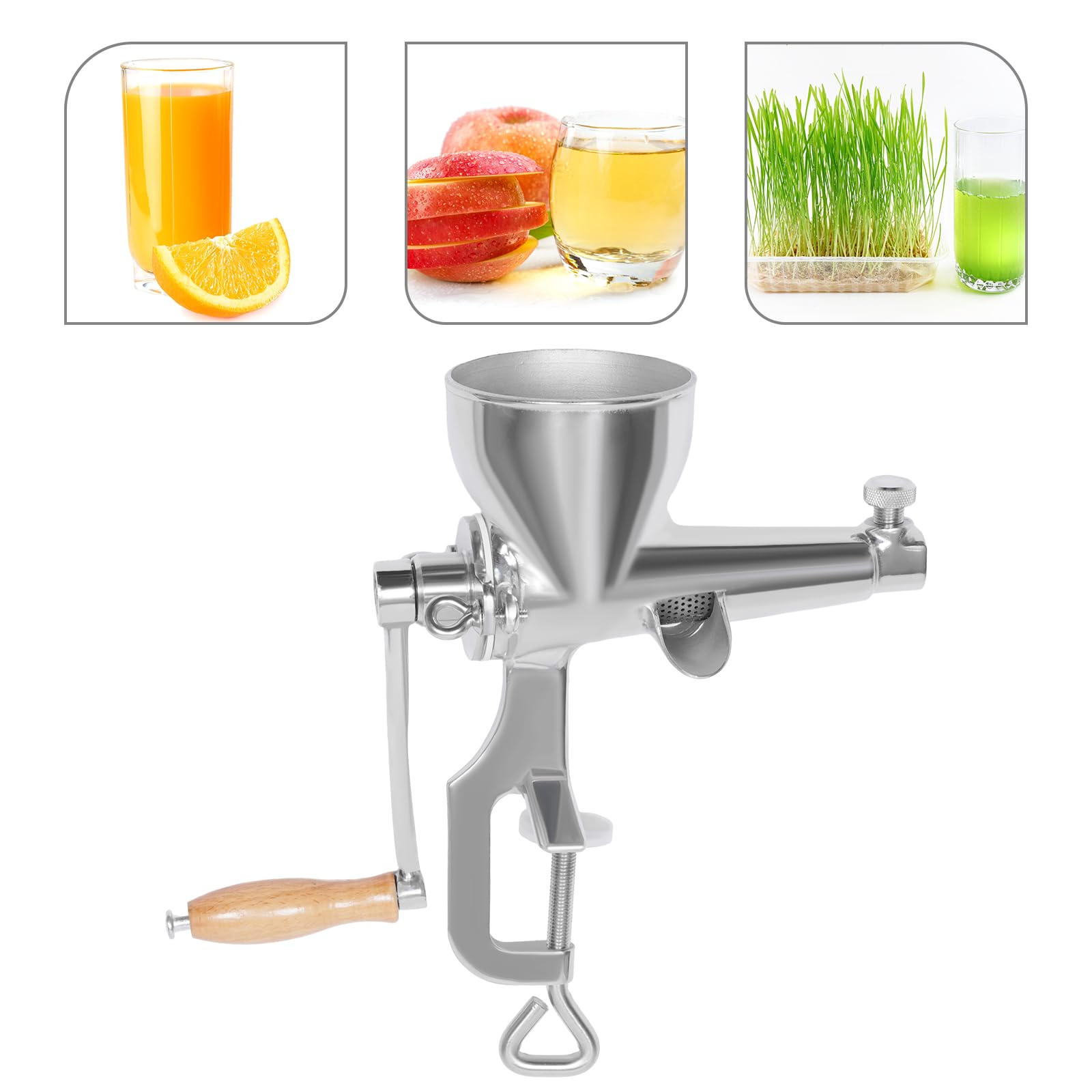 Presse-jus manuel en acier inoxydable pour herbe de blé | Presse-fruits manuel pratique en acier inoxydable pour herbe de blé, légumes et fruits, maison et commerce