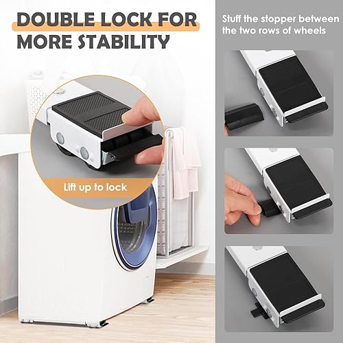 Miniatura 4 de KELIXU Rodillos para electrodomésticos, soporte resistente para lavadora con ruedas, rodillos móviles para refrigeradores, secadores y lavavajillas,