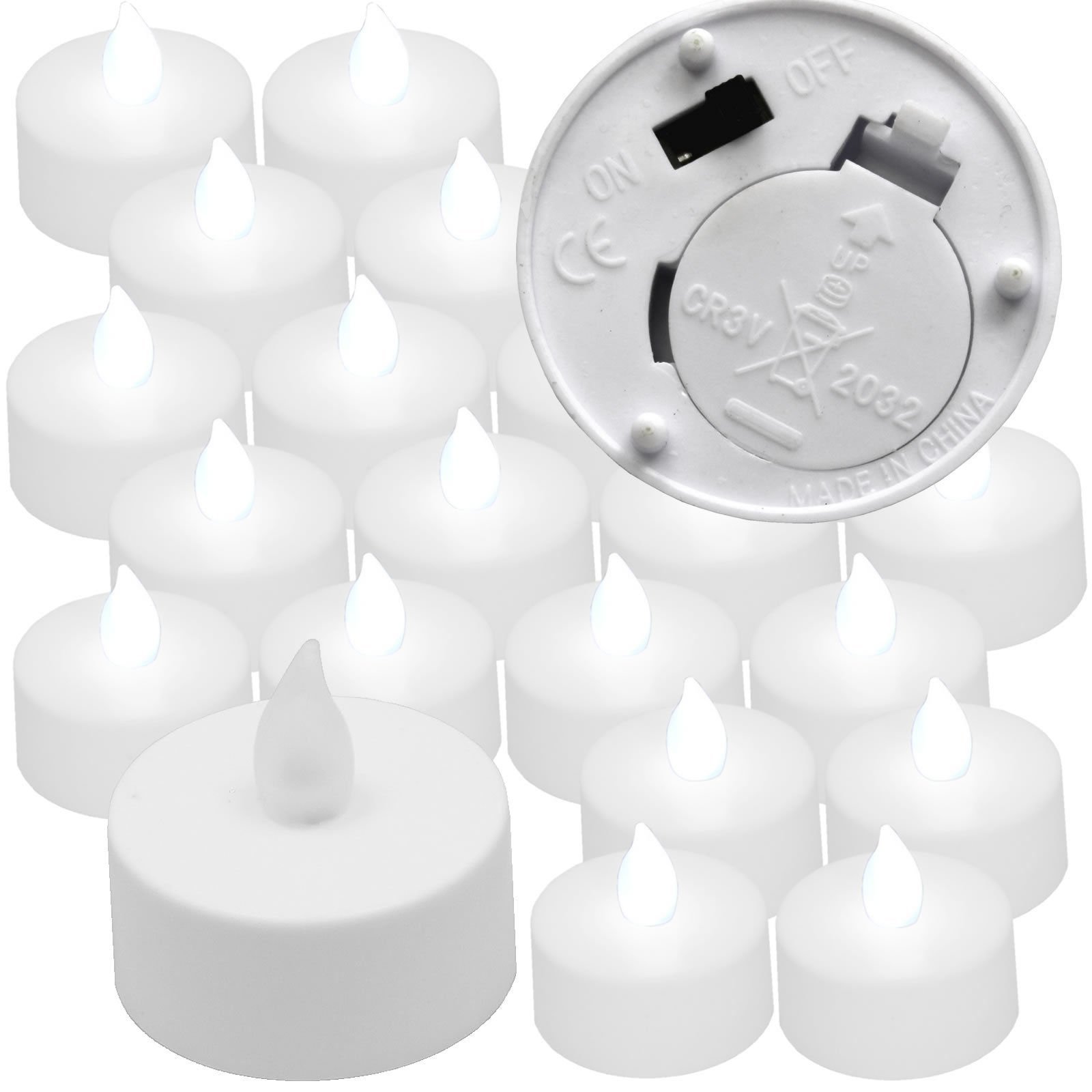 Bluedot Trading LED Battery Operated White Flameless Tea Lights, 20-Pack