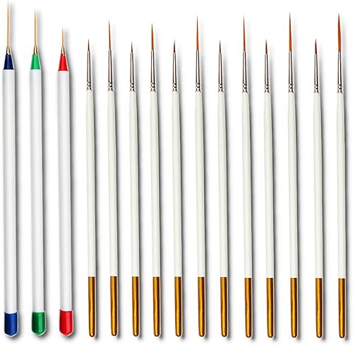 Miniatura 2 de Juego de 15 pinceles de pintura, pinceles de pintura fina para detalles, juego de pinceles de micro mini artista, punta de punta ultrafina, para