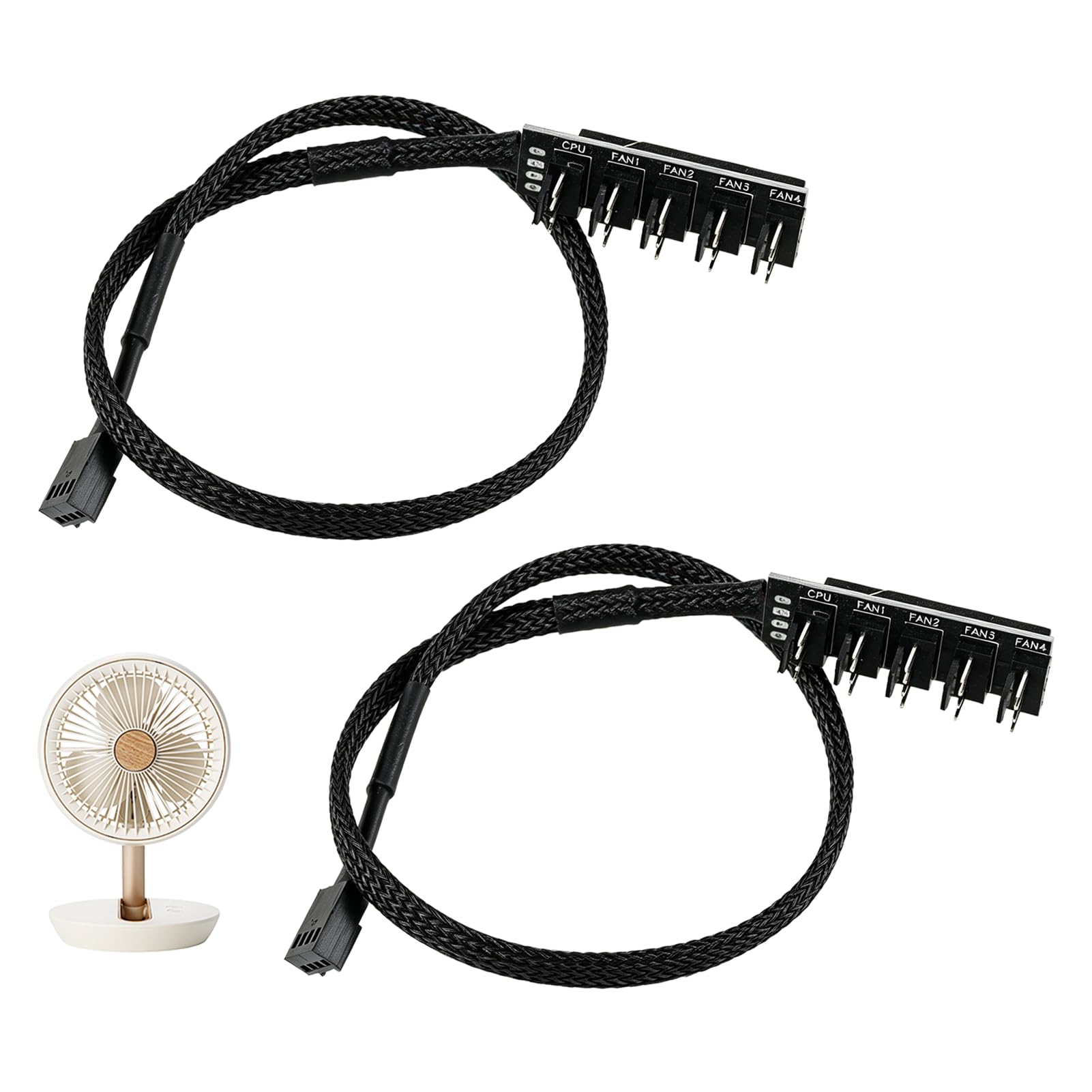 2 Stück Splitter-Lüfter PWM 5-Wege-PWM-Lüfter, 4-poliger Splitter-Hub für PC, 12 V, Adapterkabel für CPU-Lüfter und Gehäuse, für 3-polig, 4-polig, PWM-Geschwindigkeitskontrolle (40 cm)