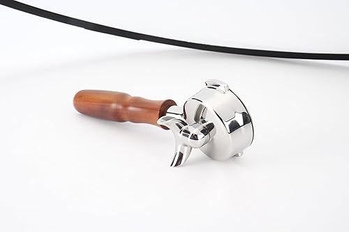 Miniatura 8 de Portafiltro espresso de 2.283 in compatible con La Marzocco, doble boquilla 2 orejas, cabeza de acero inoxidable y cesta de filtro y mango de madera