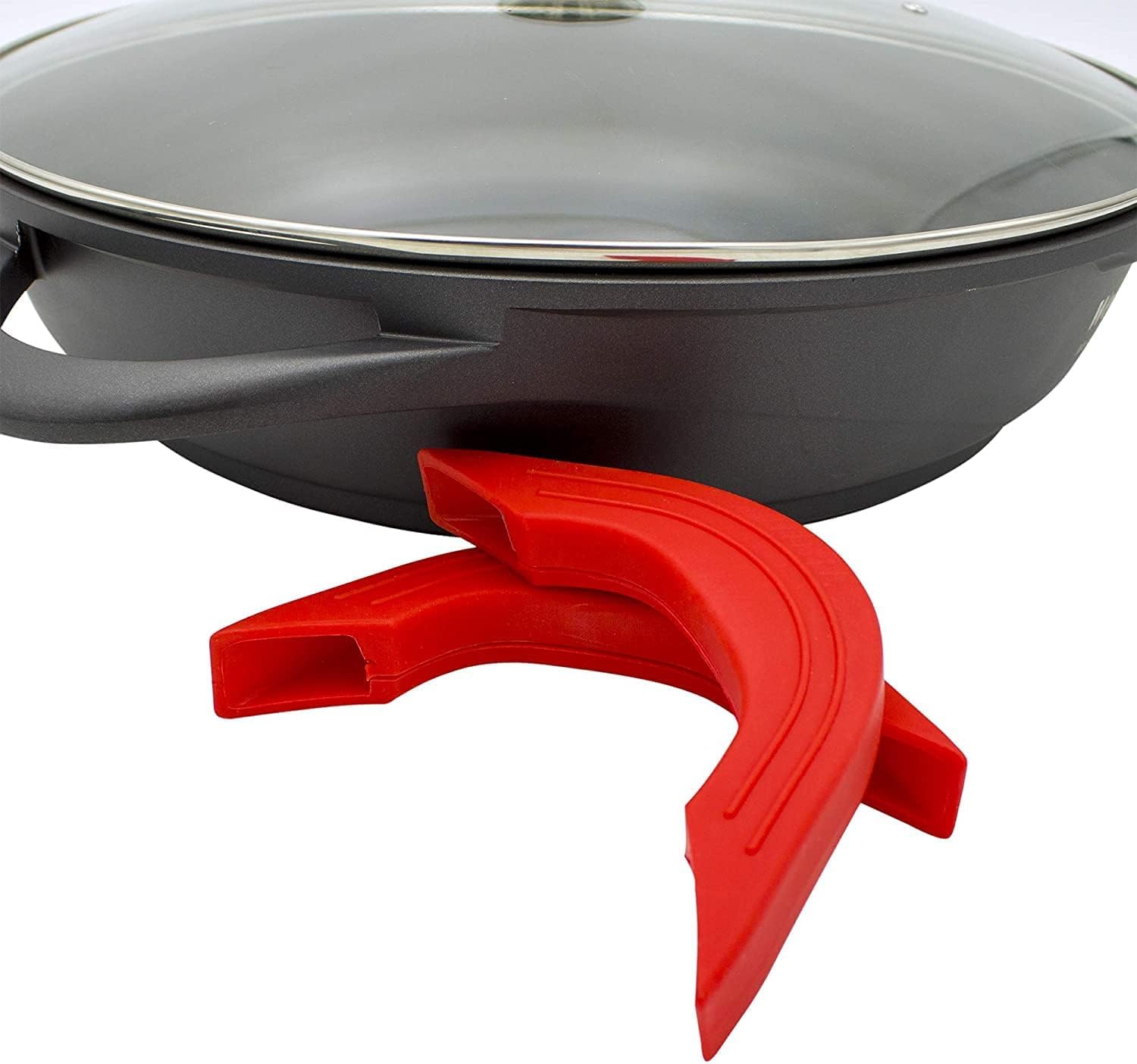 WECOOK! Ecostone Casseruola Bassa Induzione Coperchio di Vetro 40cm, Antiaderente XTRA DUPONT Ecologico senza PFOA, Alluminio Fuso, 5mm di Spessore, Maniglie in Silicone, Vitroceramica, Gas, Forno