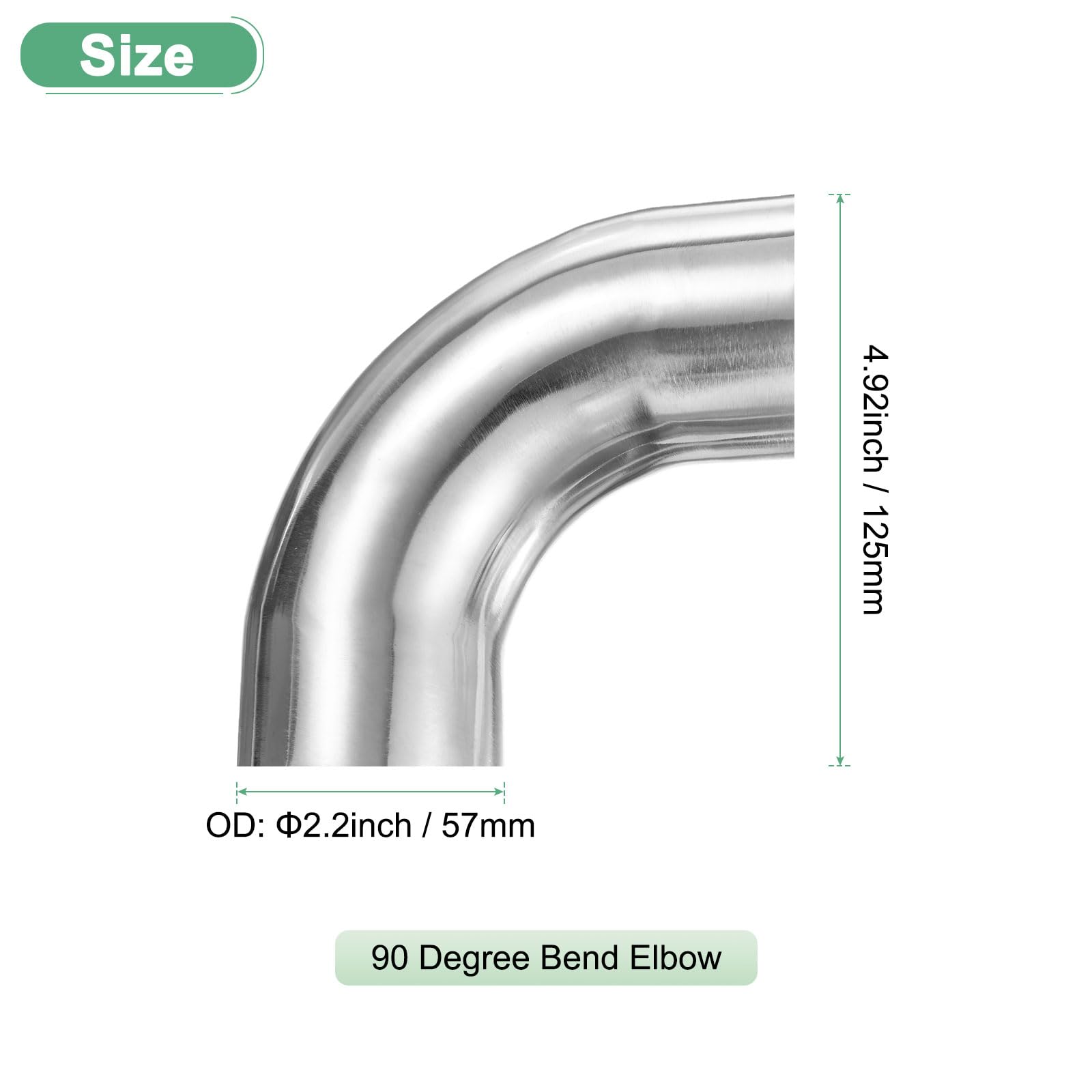 M METERXITY OD 2.2 Zoll 90 Grad Dornbiegung Ellbogen Verstärkt 2 mm 304 Edelstahl Auspuffkrümmer Für Auto Tuning Auspuffanlage Treppengeländer Biegung Höhe 125 mm