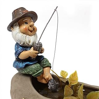 Gnome Fishing Statue, Garden Gnome Statue, Resin Dwarf Statue Art Garden Fishing Gnome, Outdoor Garden Gnomes Figurine, Funny Gnome Statues, Resin Garden Statue Decoration