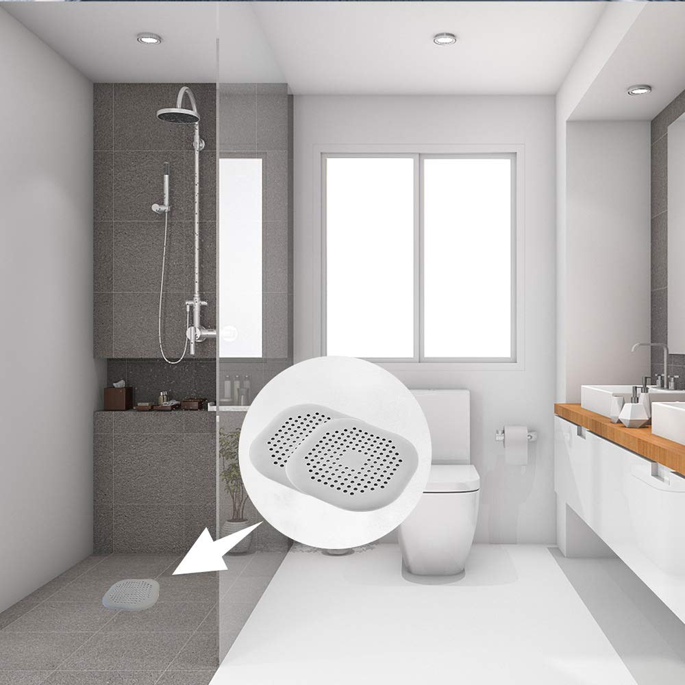 Produktbild von Quadratische Abflussabdeckungen, Silikonrohr-Abfluss-Haarfänger Mit Saugnapf Für Badezimmer, Küche, Gummi-Badewanne, Waschbeckensieb, Stöpsel, Filterfalle