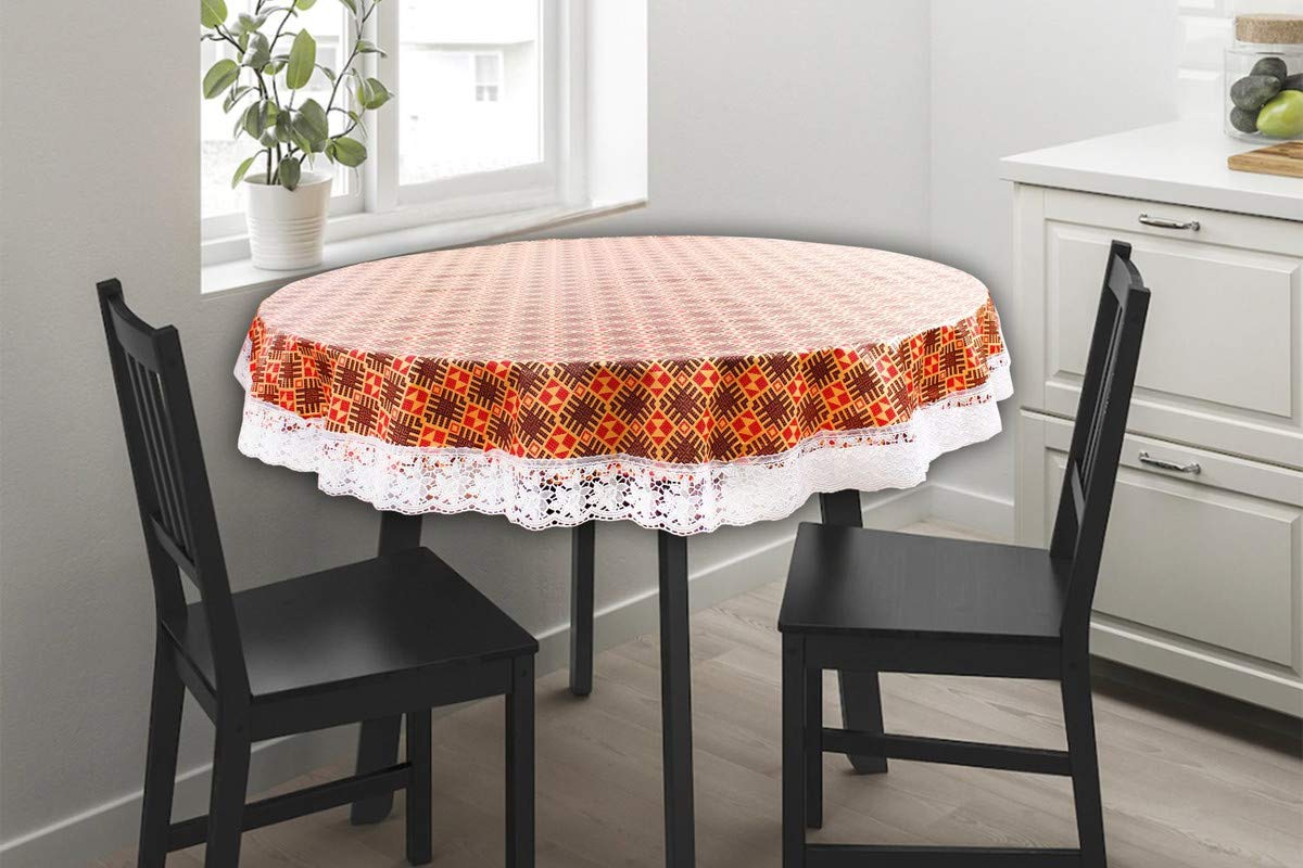 The Furnishing Tree Round Shaped WxL 48x48 Inch Center Table Cover Surface Pattern Brown, Waterproof PVC-picture-21