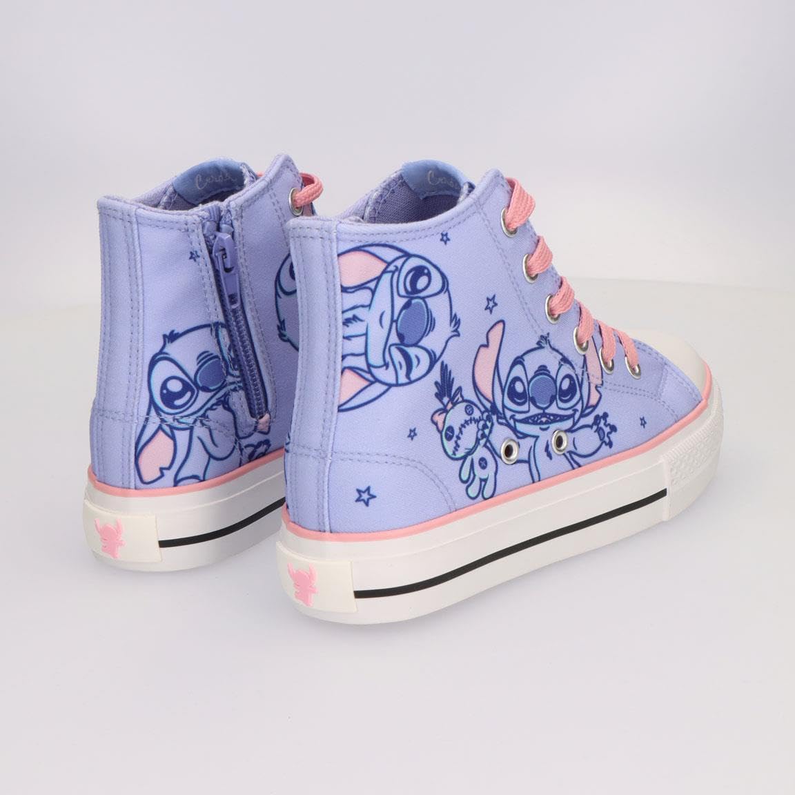 Disney Stitch - Zapatillas de deporte para niña - Zapatos altos y bajos de lona o poliéster con o sin luces LED, cierre de cordones, cremallera o , tallas 25-35