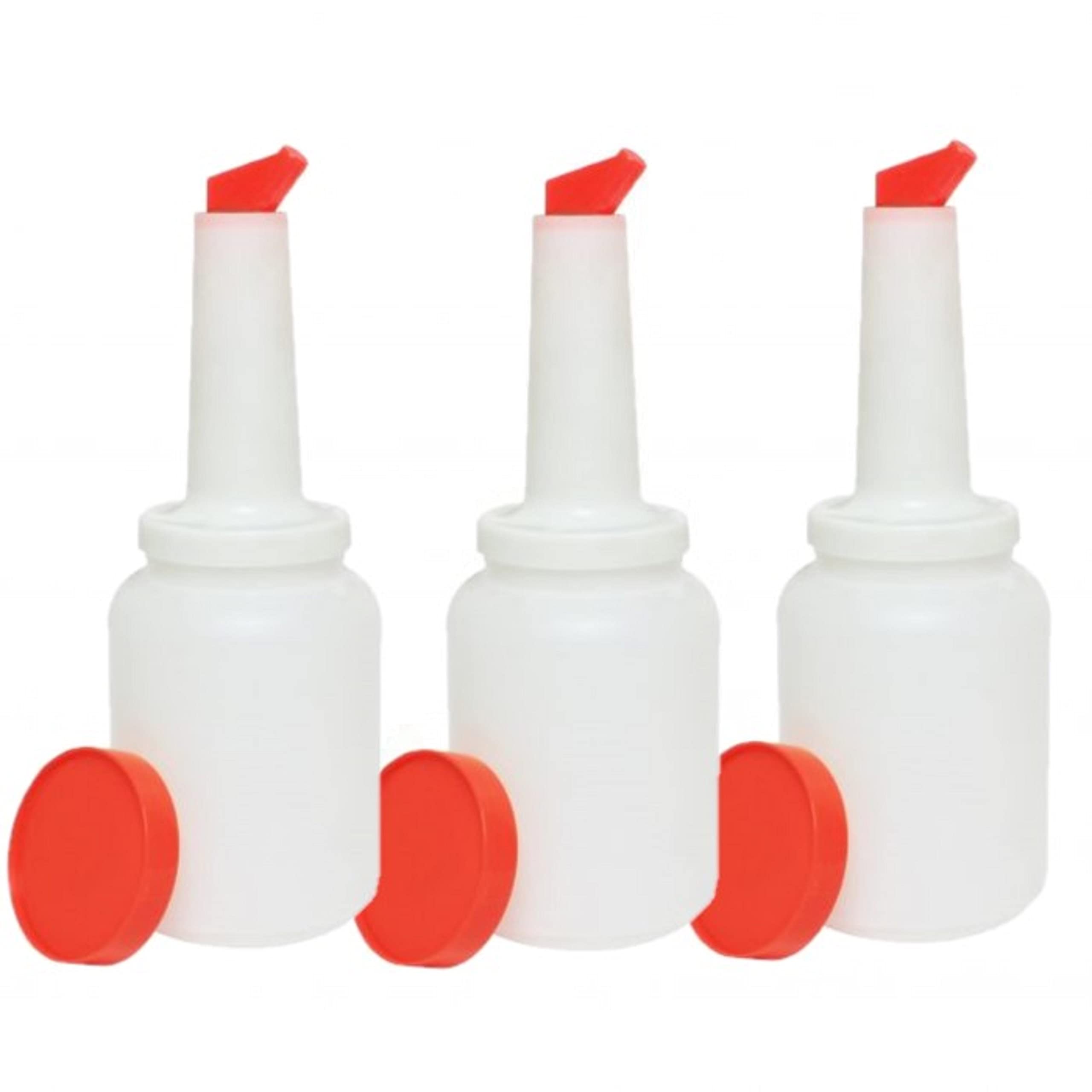 TrueCraftware- 2 qt Pour and Store Fruit Juice and Liquor Pour Bottles Orange Color Set of 3- Juice Pouring Bottle Containers Bar Plastic Juices Pour Bottle Plastic Barware for Bars Event