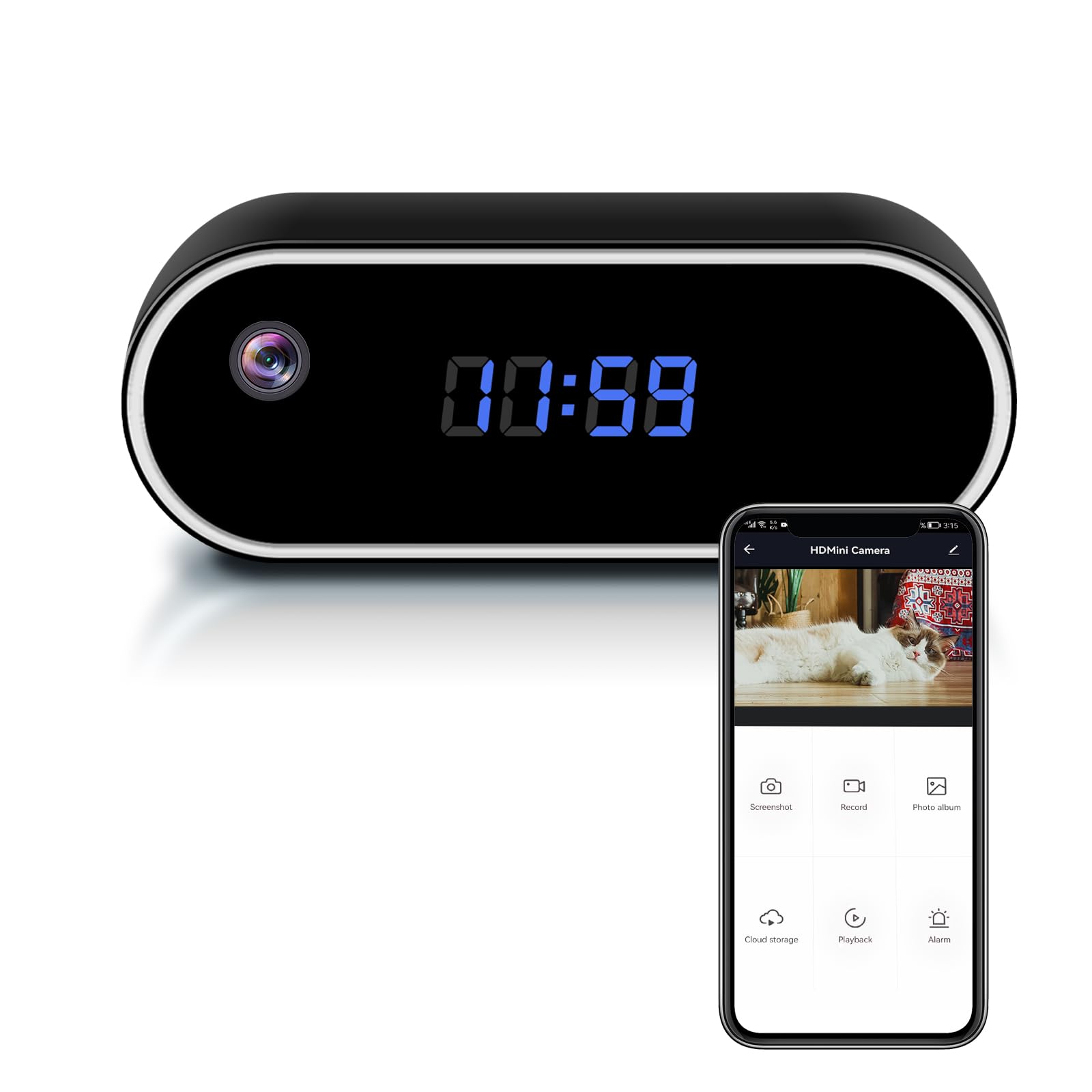 WiFi Hidden Camera Clock - Wireless Spy Camera with Night Vision - FHD Nanny Cam for Indoor Security