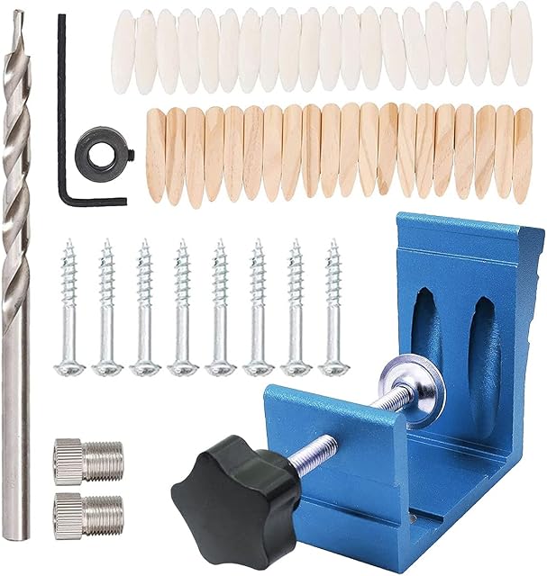 Pocket Hole Jig, 15 Degree Pocket Hole Screws Jig Dowel Positioner Joinery Drill Woodworking Punch Locator for Carpentry Wood Working(BLUE)
