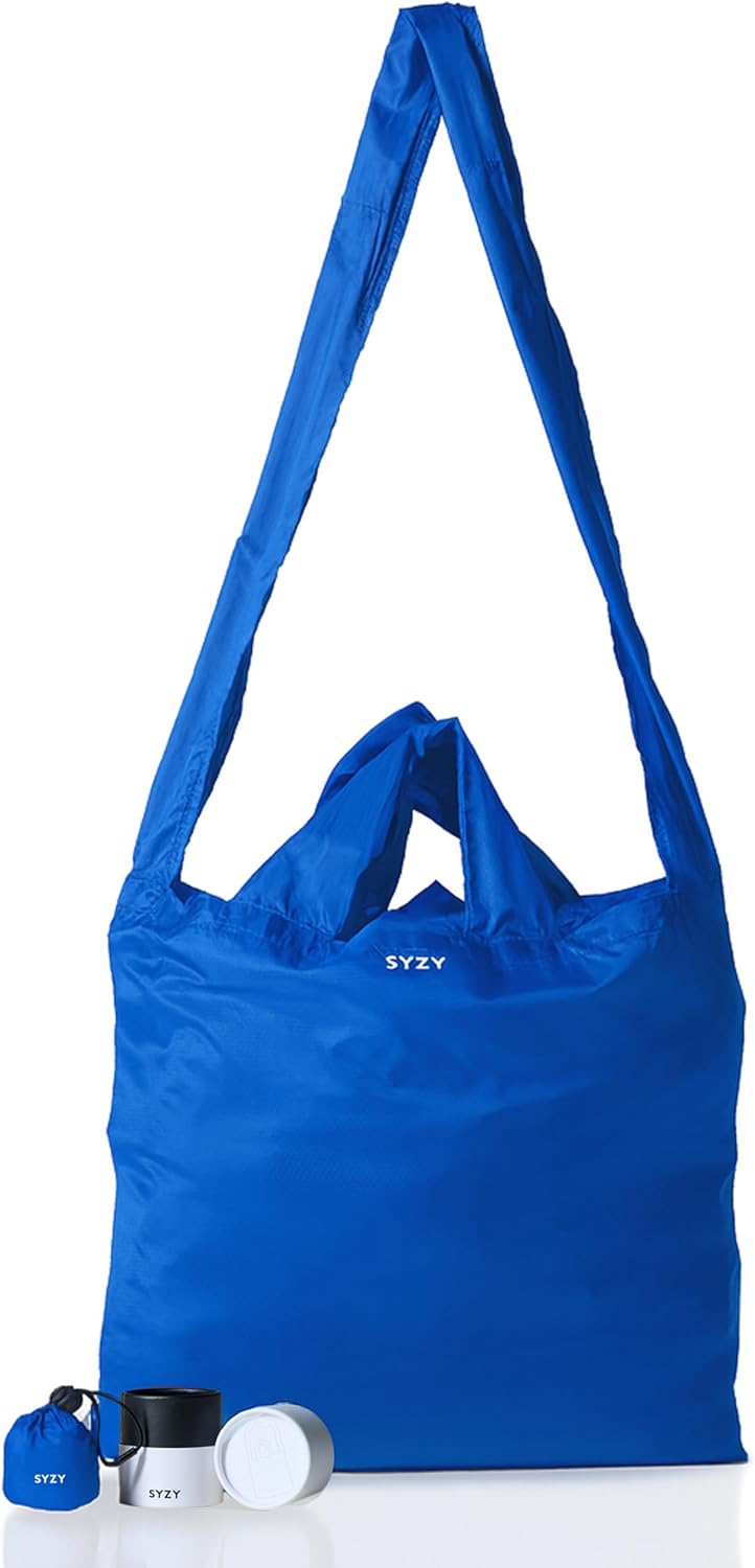 SYZY World's Most Compact Travel Tote Bag Portable Shopping Beach Market Bag - Reusable Collapsible Stuffable