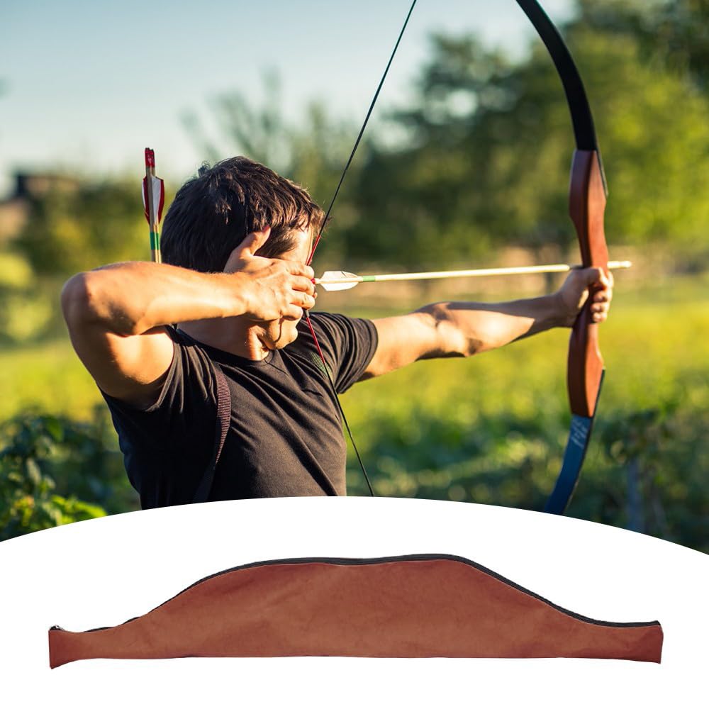 DONGKER Borsa per Arco per Tiro con L'Arco,60" Custodia per Arco Tradizionale Lunga Borsa per Arco in Pelle PU per Arco per Cavallo con Arco Lungo