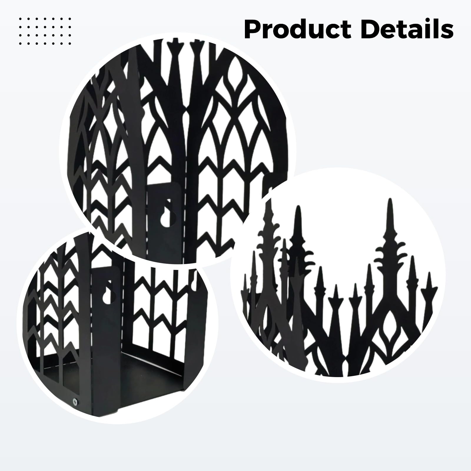 2 STK. Gothic Cathedral Wandkerzenhalter, Schwarze Metall Wandhalterung für Kerzen, Set aus Zwei Wandkerzenhaltern, Eisen Wanddeko für Innen und Außen, 28,6 x 10 x 10 cm