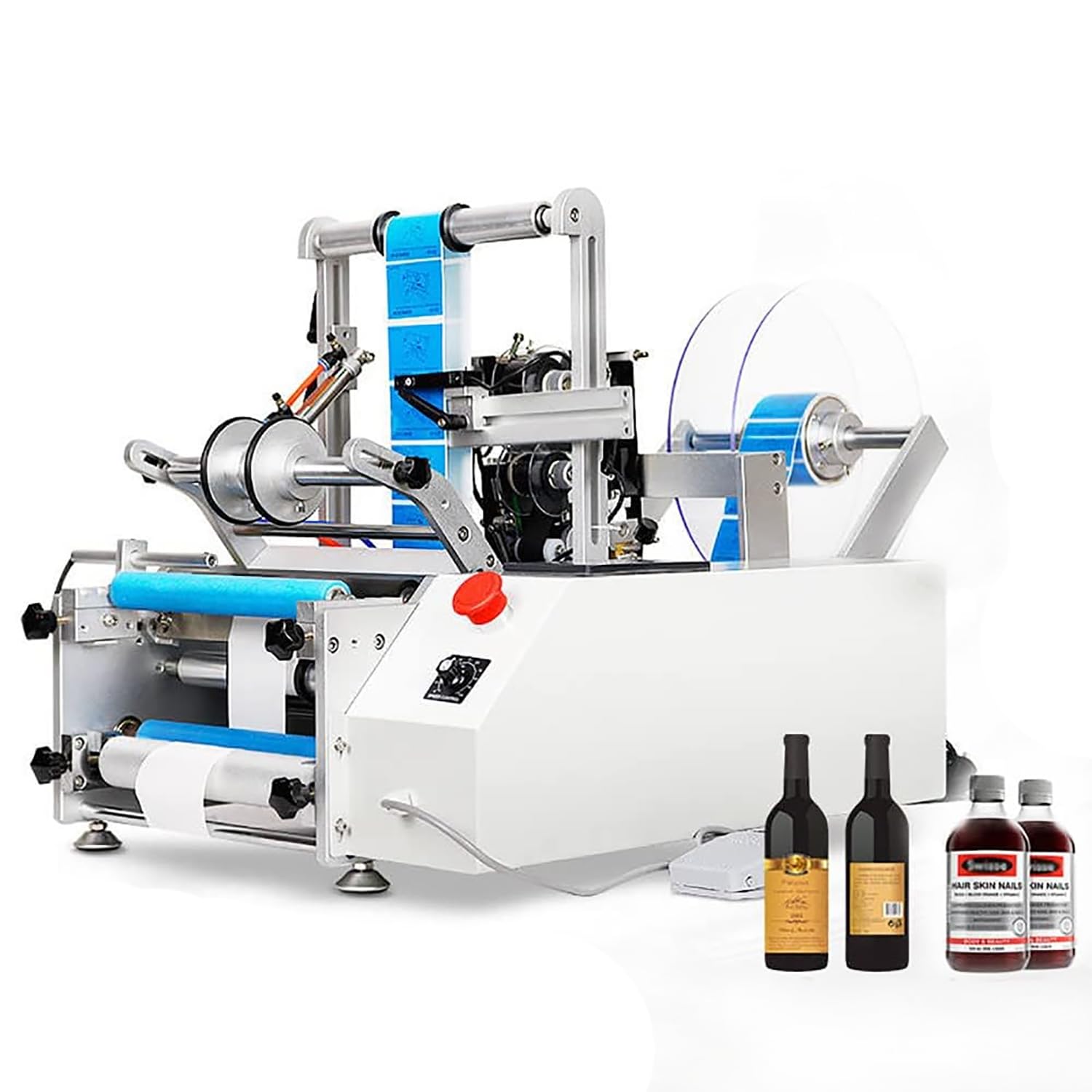 Máquina Etiquetadora Automática De Botellas Redondas, Etiquetadora De Botellas Redondas De Doble Cara con Función De Código, 2 Modos De Funcionamiento para Etiquetar Botellas