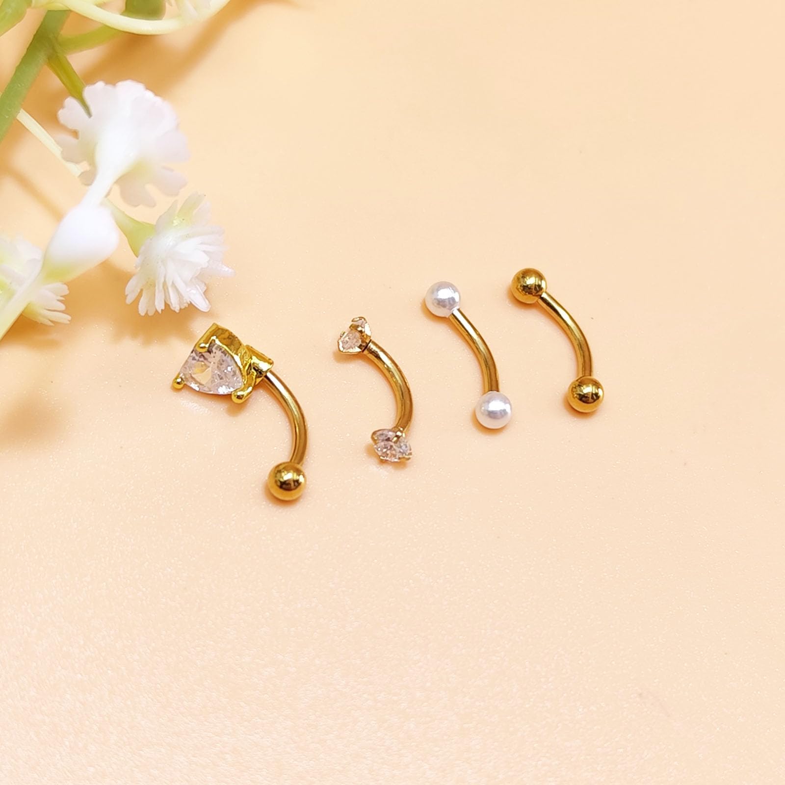 Piercing Ceja Rook Piercing Labio Daith Helix Barra Curva 8mm Acero Inoxidable 16G Piercing Banana Piercing para cejas Plata y Oro Negro