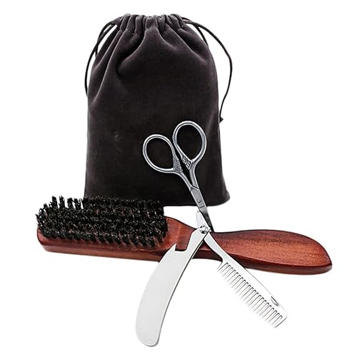 Balacoo Juego de 2 juegos para el cuidado de la barba, cepillo para recortar peine y bolsa de almacenamiento para un fácil aseo