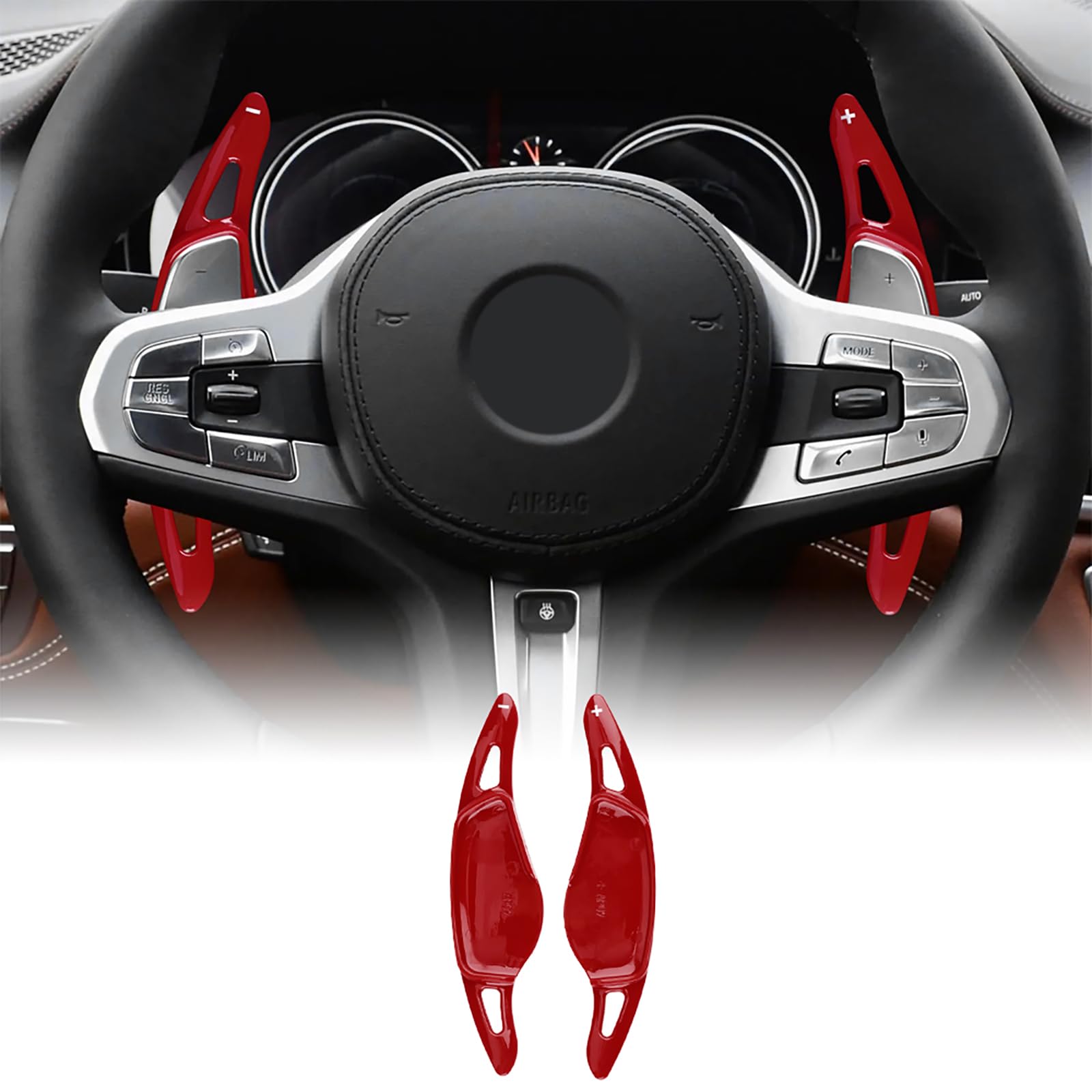 KUNGKIC Per BMW 4 5 7 6 3 G20 G30 G11 G06 G01 G07 G29 G05 G15 G14 G22 G26 Volante Leva del cambio ABS Estensioni Interno Decorazione Accessori 2 pezzi Rosso