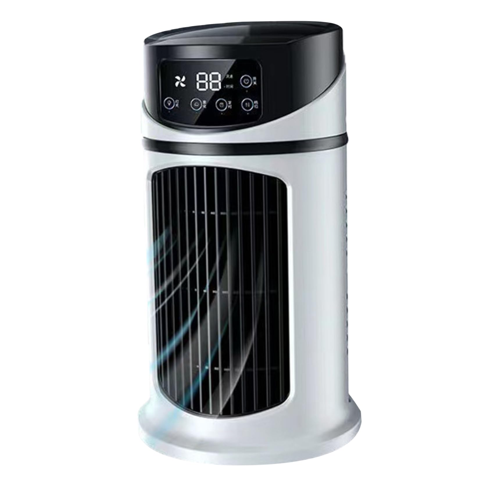 Hperu 9.5 Inch Personal Air Conditioner Small Tower Fan 6 Speeds 6H Timer Portable Evaporative Quiet Bladeless Fan with Water Tank for office Bathroom