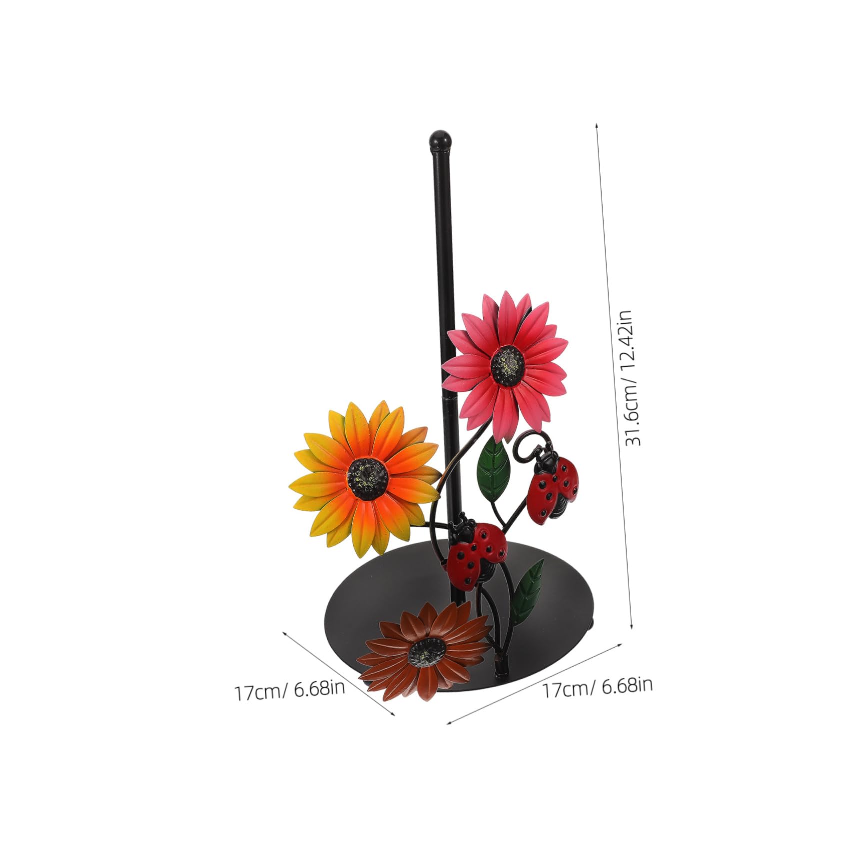 Porta Rotolo di Carta da Cucina in Ferro, Design Girasole, Base Stabile, Decorazione Moderna per Cucina e Soggiorno