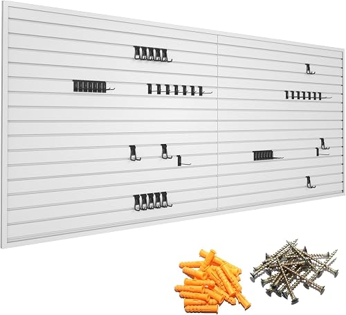 Yuzzy White PVC Slat Wall Panel 4x8ft - Heavy Duty Garage Wall Storage System, 300 lb Capacity Yuzzy White PVC Slat Wall Panel 4x8ft - Heavy Duty Garage Wall Storage System, 300 lb Capacity
