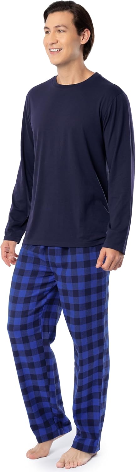 IZOD mens Long Sleeve Jersey Top and Flannel Pants Pajama Sleep Set - Image 6