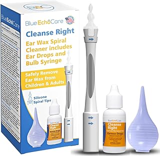 Cleanse Right 2nd Generation USA Made 1 Bottle of .5OZ Ear Drops and Ear Wax Removal Tool Kit, Ear Wax Spiral, Bulb Syringe Remove Earwax Blockage, Cleaner, Irrigation Tool
