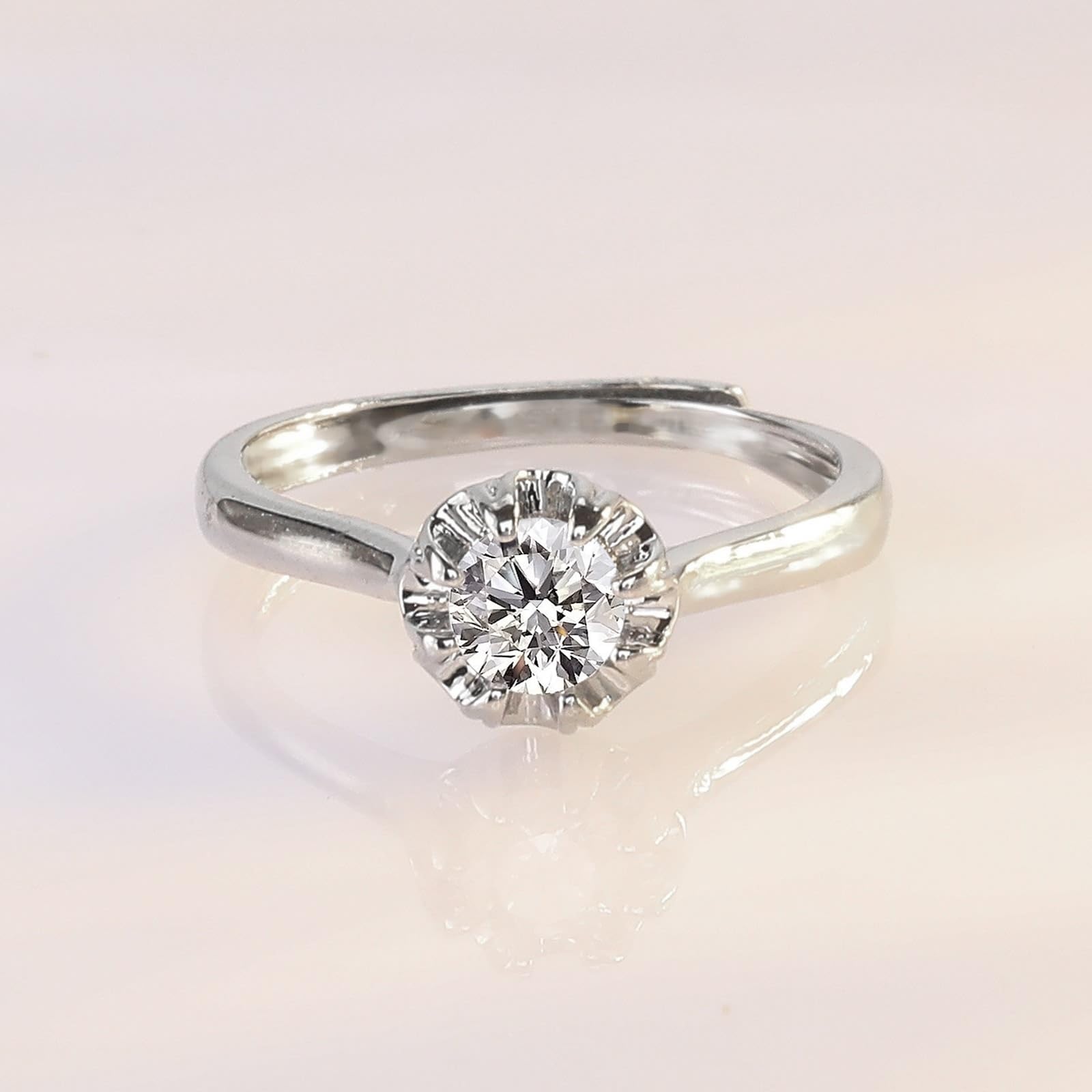 9 Karat Weißgold Ehering Labordiamant Weiß, Ring Für Freundin Blumensolitär
