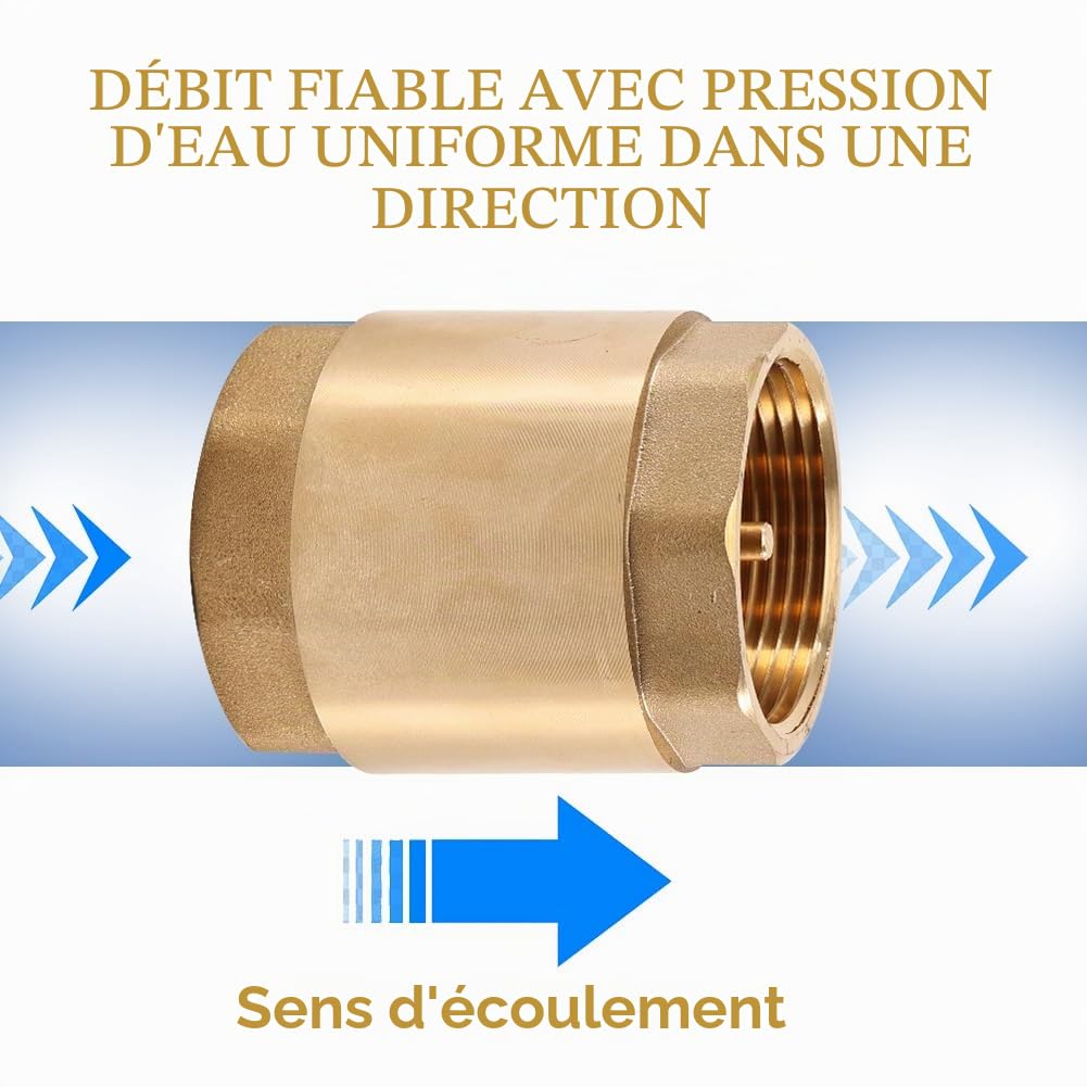 Clapet anti-retour en laiton de 2" avec filetage intérieur DN50 universel avec filetage intérieur des deux côtés, clapet anti-retour vertical en laiton de 2 pouces, clapet anti-retour d'eau