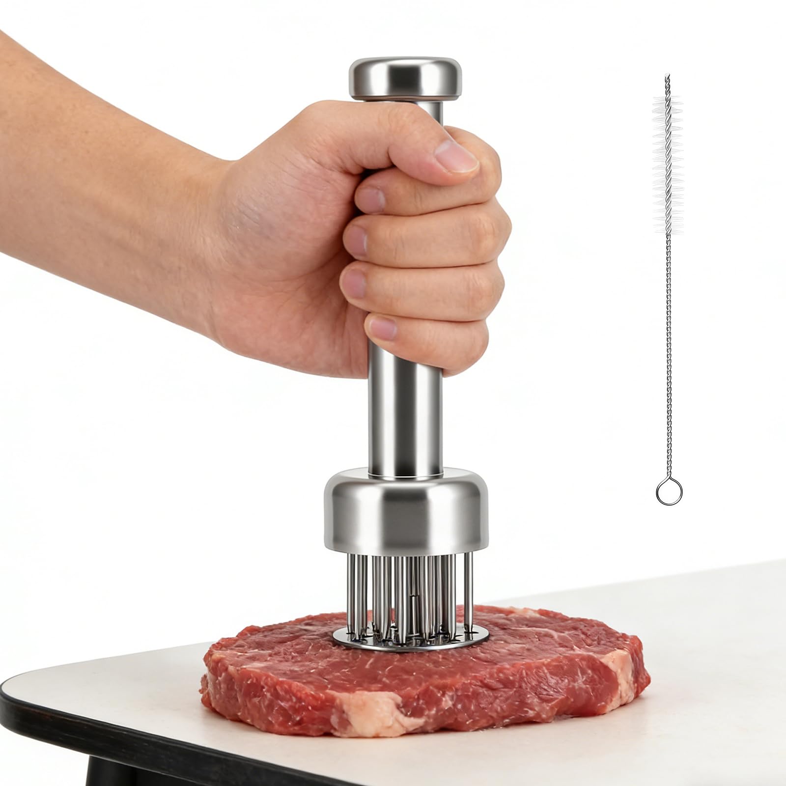 Meat Tenderiser Tool with 21 Stainless Steel Needles, Auto-Rebound