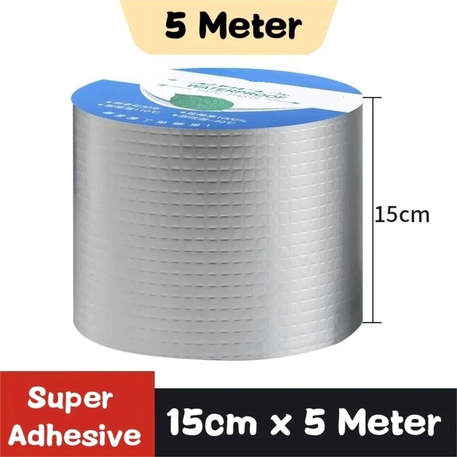 Nastro isolante in foglio di alluminio, Toppa for perdite con nastro butilico in foglio di alluminio argento, for tetti, finestre, camper, 5-20 cm x 1-10 m(15cm X 5m)