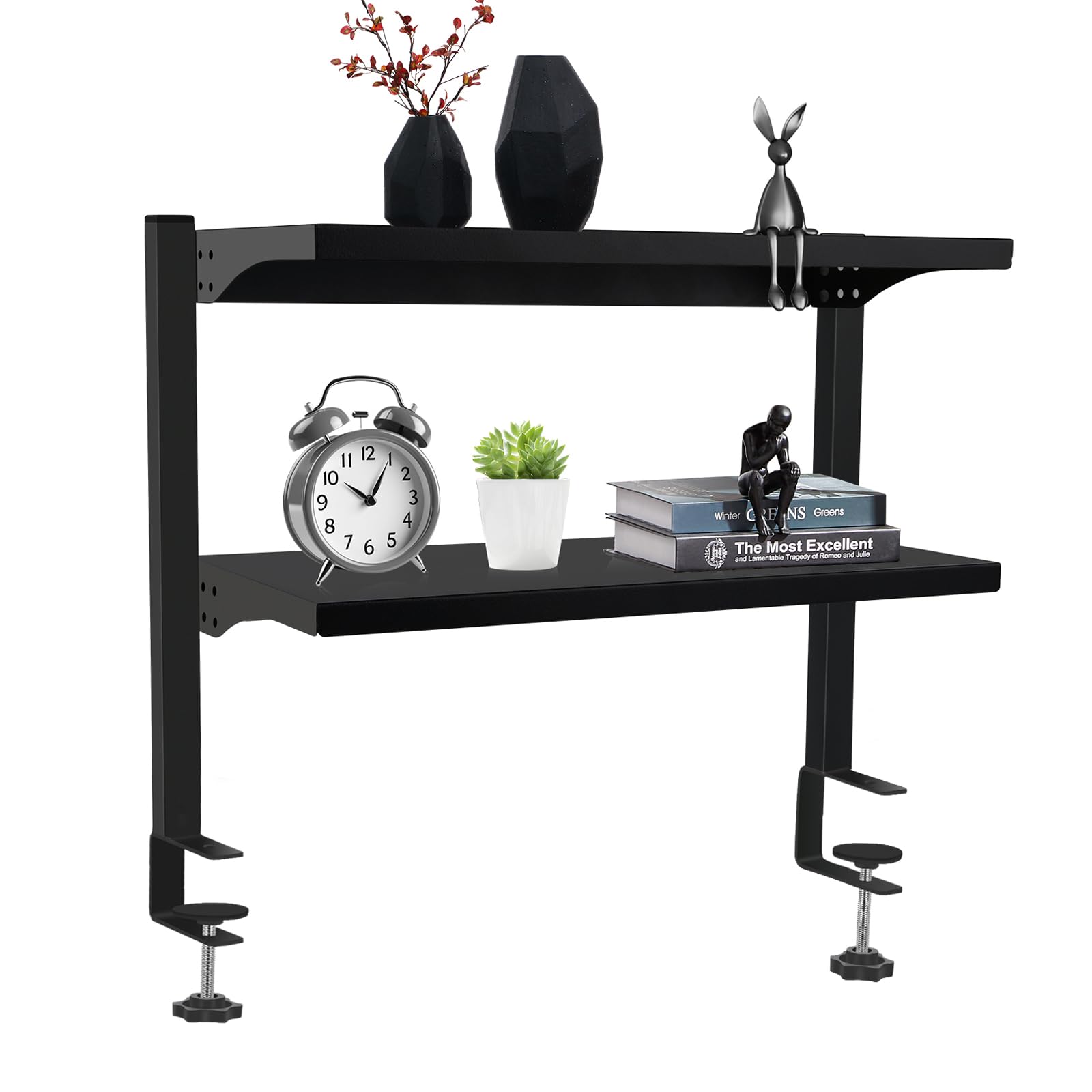 UISKOOPW Clamp On Desk Shelf, Above or Under Office Desktop