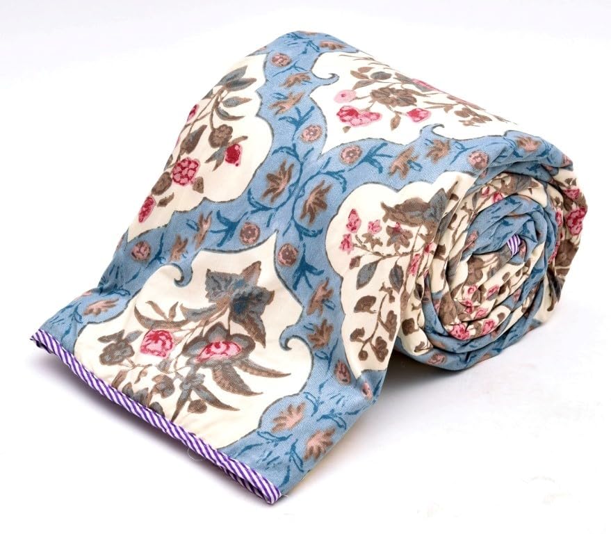 Image of 3-Layered Pure Cotton Reversible Dohar for Single Bed 60 x 90 Inches | Super Soft Lightweight AC Blanket /Quilt | All-Season Comfort & Washable Printed Cotton Dohar (Pack of 1) - Design 1