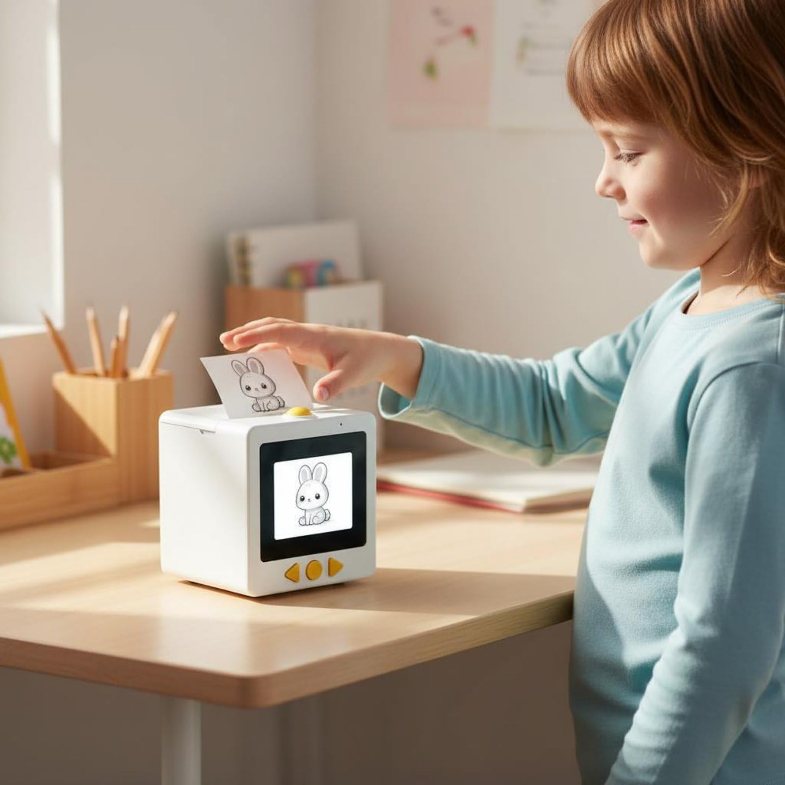 Children Photo Printer Stampante Fotografica per Bambini Mini Stampante Termica Stampante Adesivi con Schermo Chiaro 2.4 Pollici Bianco E Nero, Array, Rosso