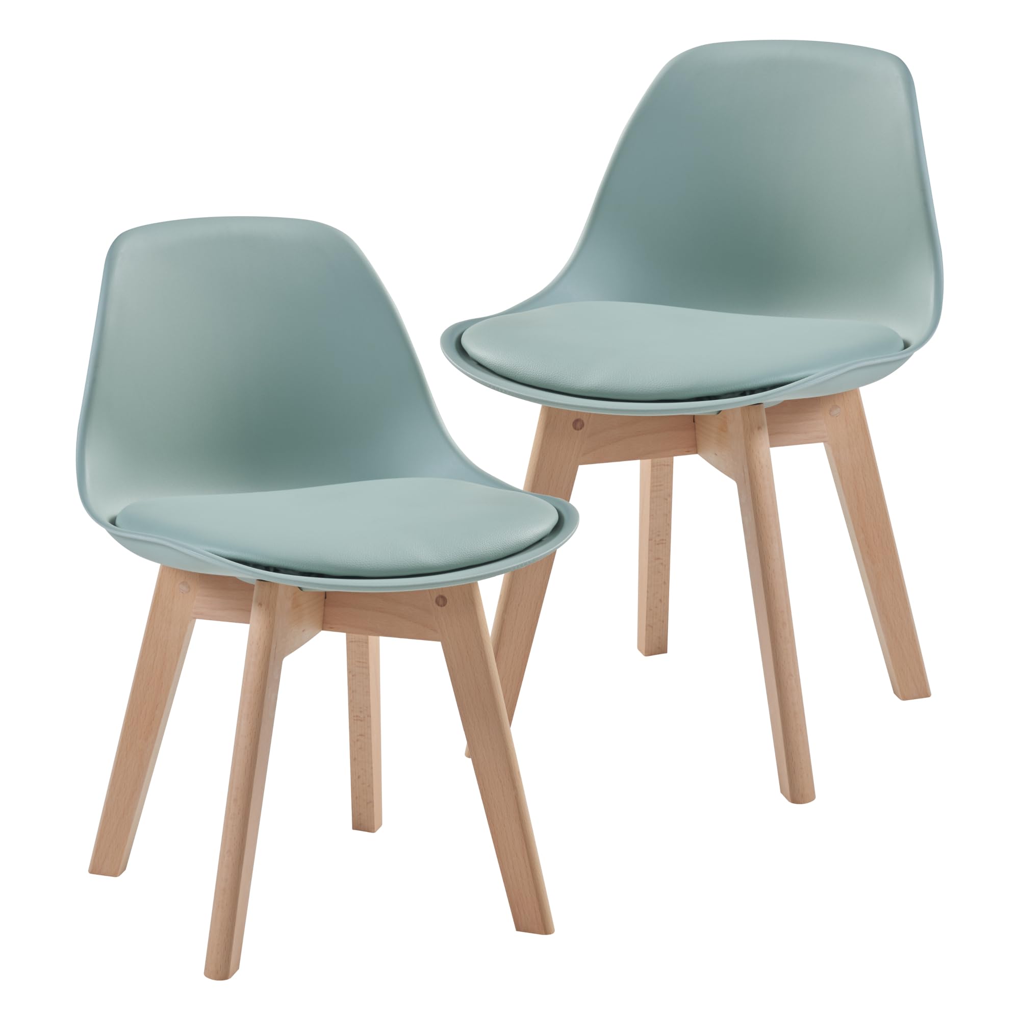 [en.casa] Kinderstuhl Elvdal 2er Set Kinderzimmerstuhl Mintgrün Schreibtischstuhl für Kinder Sitzhöhe 32 cm Polsterstuhl mit Holzbeinen 56 x 38 x 33 cm