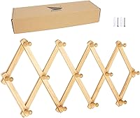 AMAPON Expandable Wooden Wall Coat Rack 13 Hooks - Accordion Style for Coats, Towels, Purses, Hats, Scarves & More
