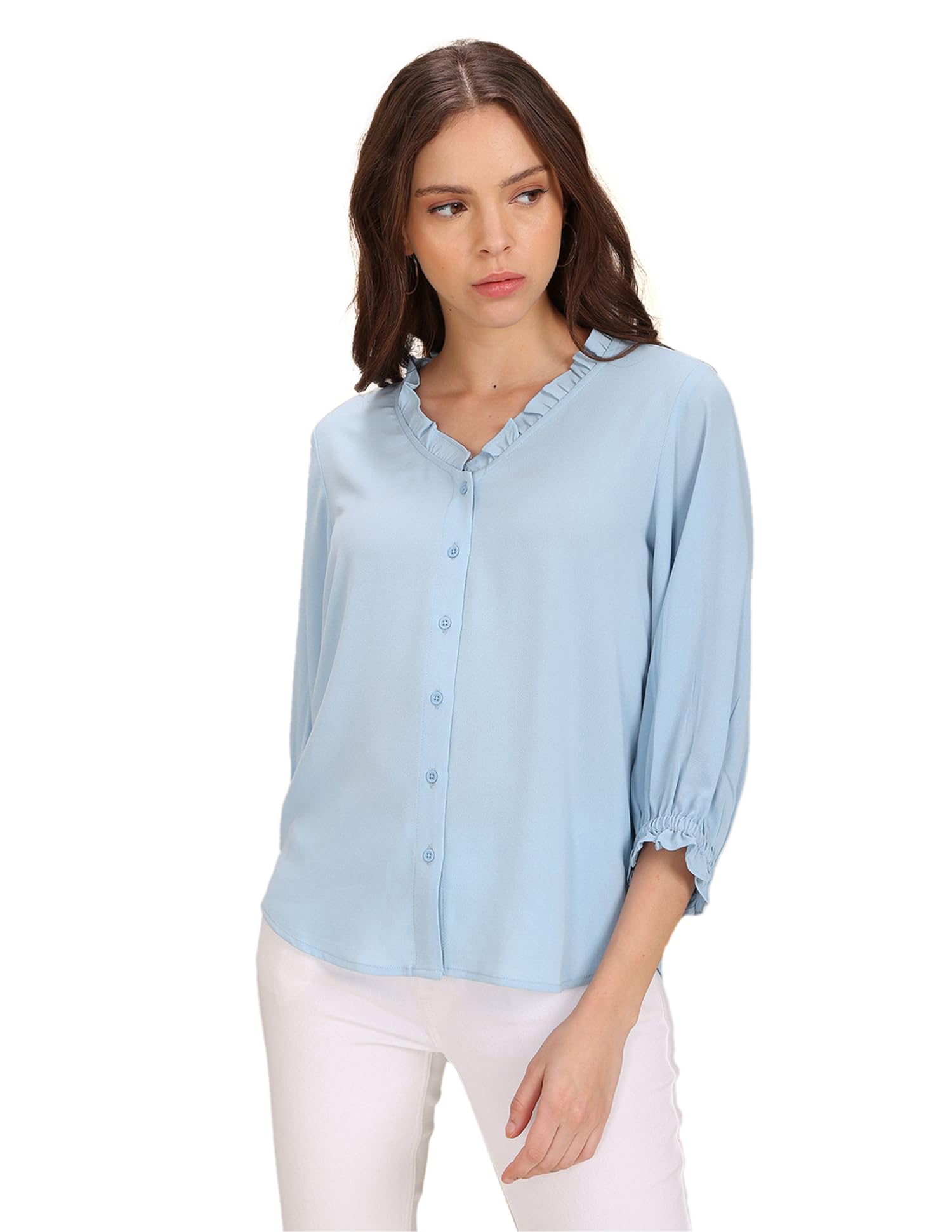 U.S. Polo Assn. Women's Polyester Regular Fit Blouse in neutral