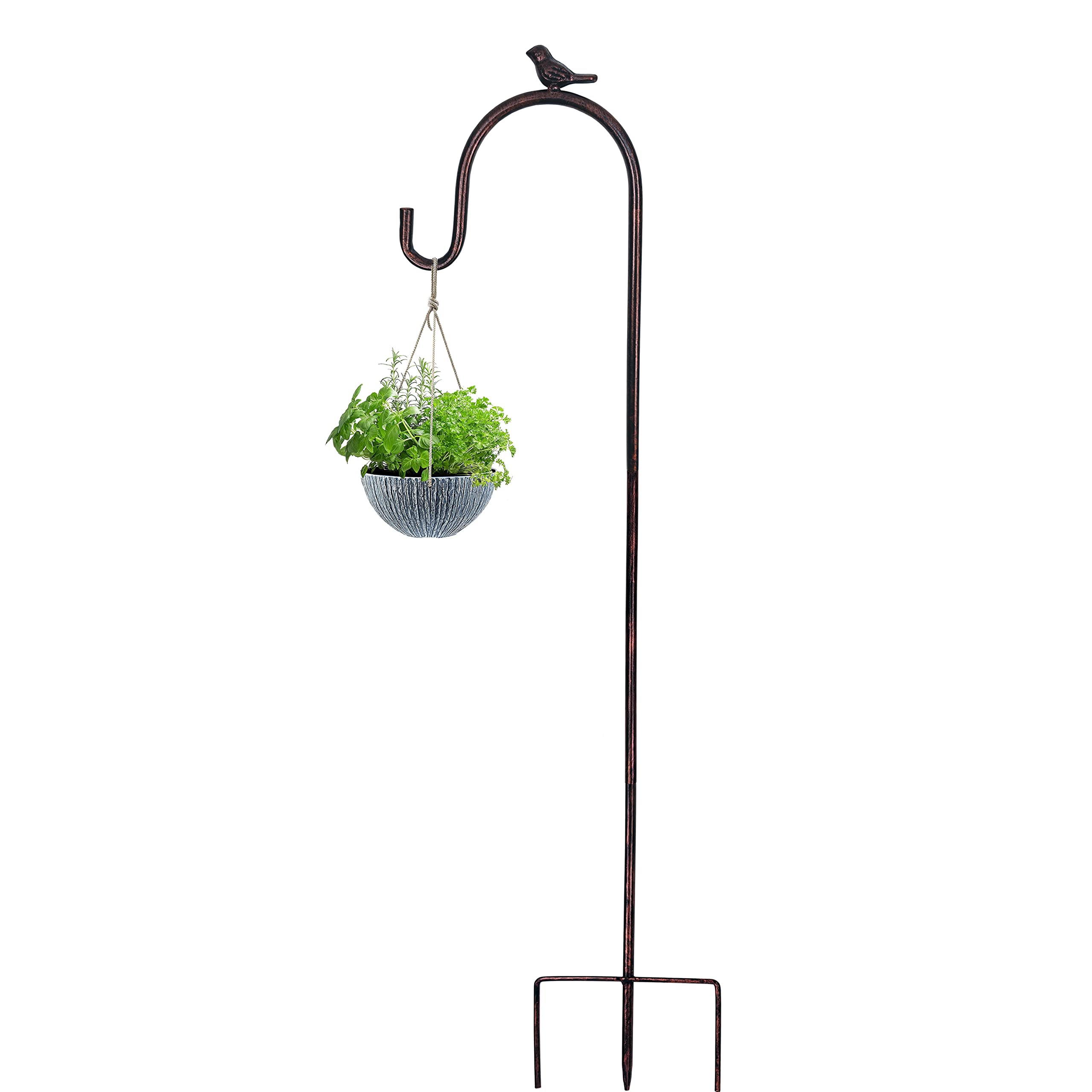 AKOFIC Crochets De Berger 100 Cm – Lot De 2 Piquets Métal Noir Réglables En Hauteur, Idéal Pour Lanternes Solaires, Nichoirs, Paniers Suspendus, Plantes Et Décorations Noël Jardin